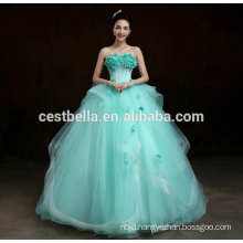 China Supplier Custom Made Big Backless Ball Gown Green Wedding Dress 2017 Puffy Ball Gown